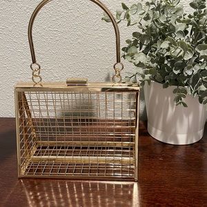 Gold Metal Cage Purse